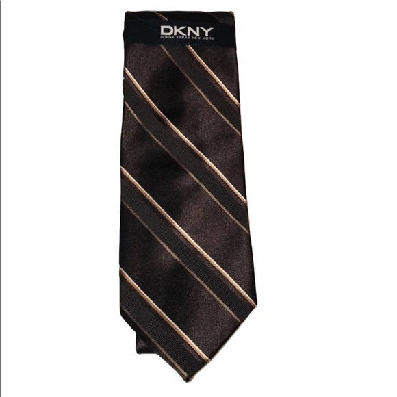 DKNY NWT Brown Silk Striped Tie *3 for $15* - Picture 1 of 4